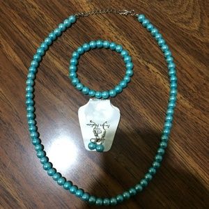 8mm Glass Pearl Necklace and Bracelet Set